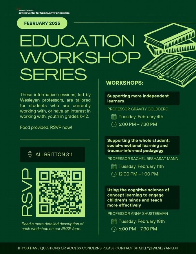 Education Workshop Series Tuesdays in February poster